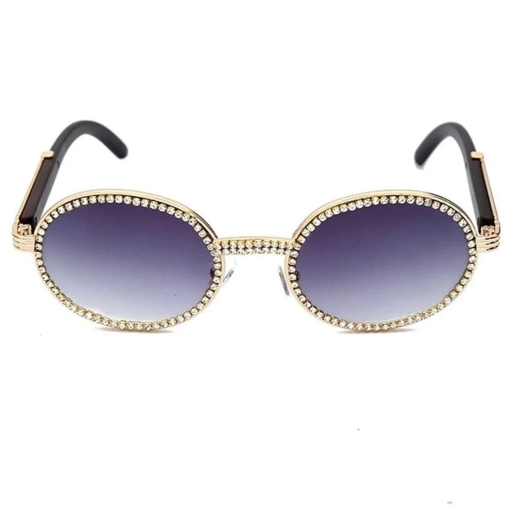 Trend Sunglasses Frame Gold Accent Black Lens Women Fashion Shades Sophisticated